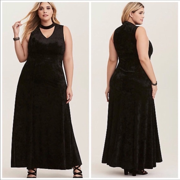 torrid Dresses & Skirts - NWT Torrid Black Velvet Choker Maxi Dress 16W